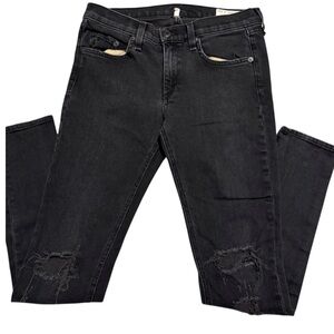 rag & bone skinny distressed stretch denim in wash rock with holes size 27